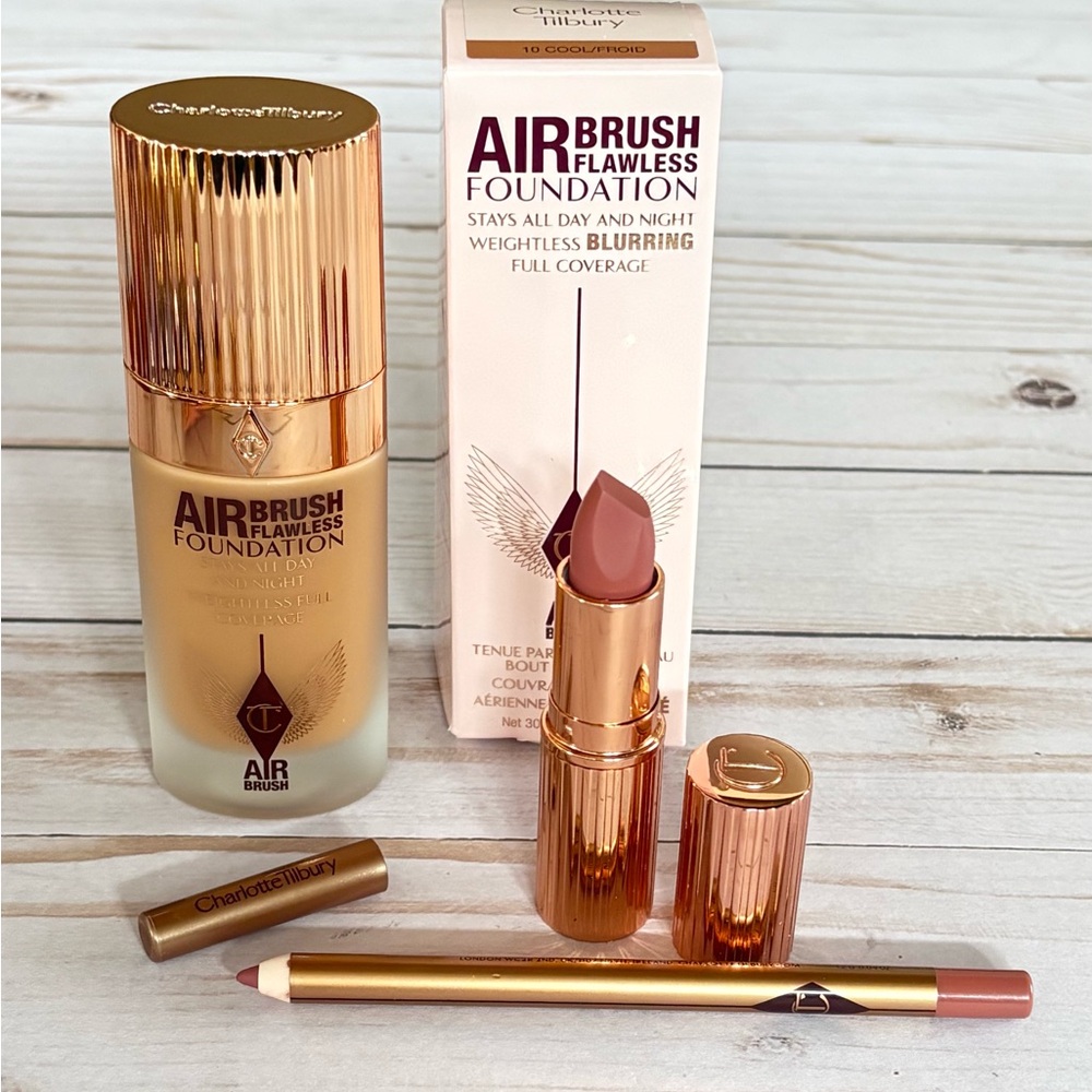 Charlotte Tilbury Full Coverage Foundation Pillow Talk Lipstick & Lip Liner NIB